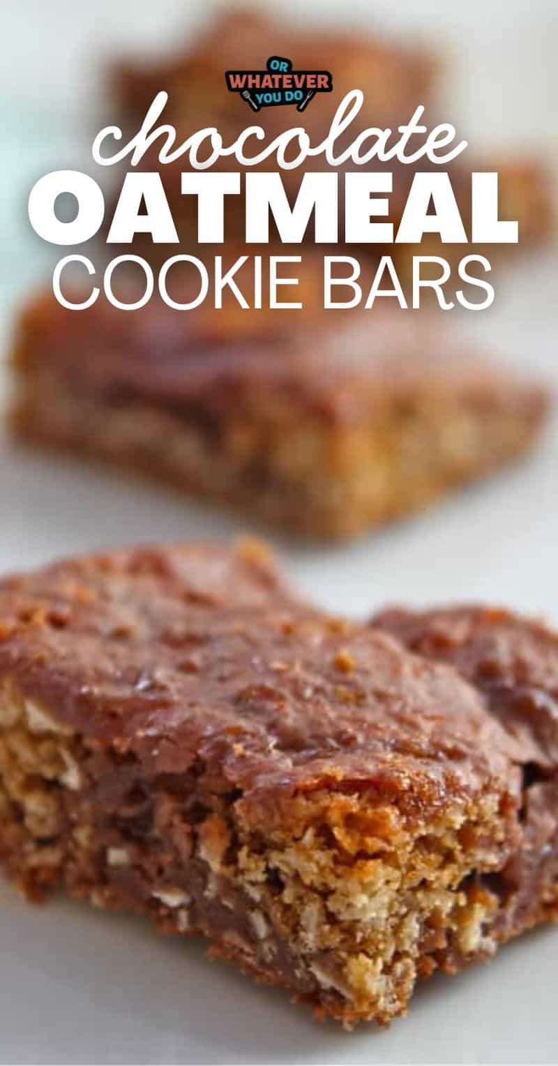 Delicious chocolate oatmeal cookie bars with a chewy texture and rich flavor.
