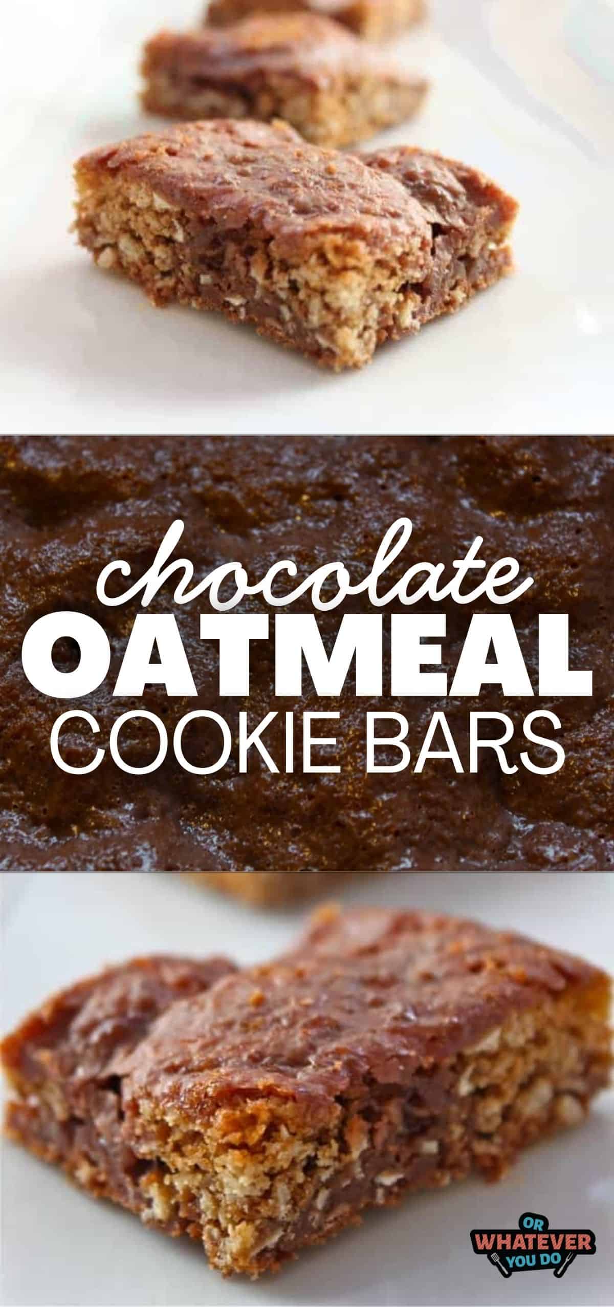 Delicious chocolate oatmeal cookie bars with a chewy texture and rich flavor.