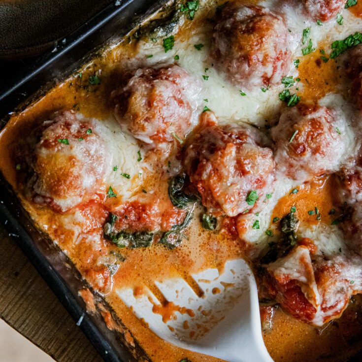 Traeger Italian Meatballs with Creamed Spinach