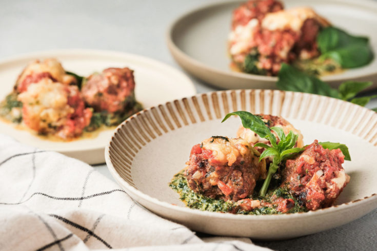 Traeger Italian Meatballs with Creamed Spinach