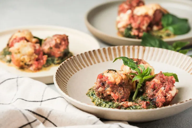 Traeger Italian Meatballs with Creamed Spinach