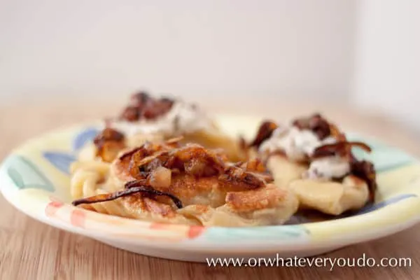 Caramelized Onion Cheddar Potato Pierogies from OrWhateverYouDo.com