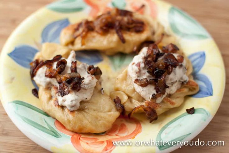 Caramelized Onion Cheddar Potato Pierogies from OrWhateverYouDo.com