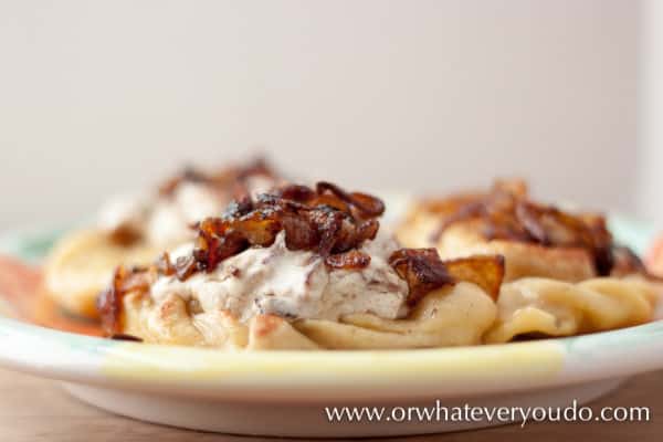 Cheddar Onion Pierogies from OrWhateverYouDo.com Cheddar Onion Pierogies from OrWhateverYouDo.com