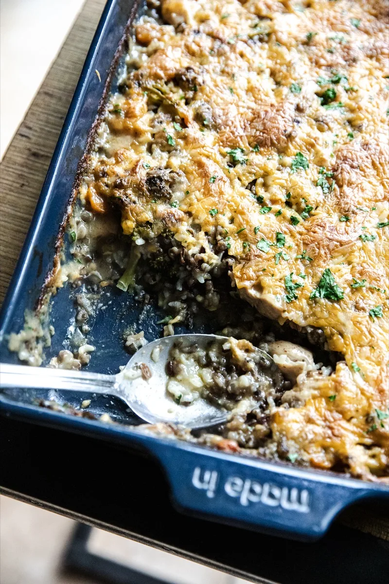 Traeger Smoked Creamy Chicken Wild Rice Casserole