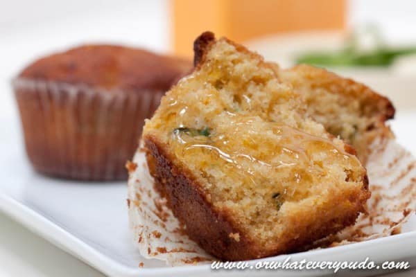 Jalapeno Cheddar Cornbread Muffins from OrWhateverYouDo.com