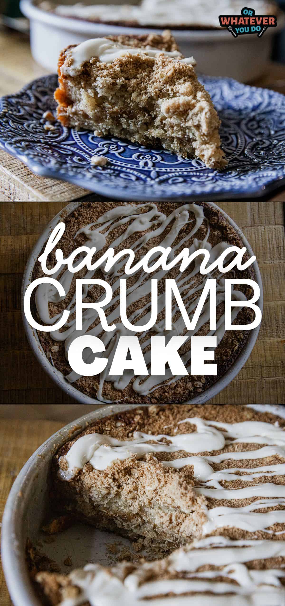 Delicious banana crumb cake with a crunchy topping and moist interior. Perfect for breakfast or dess.