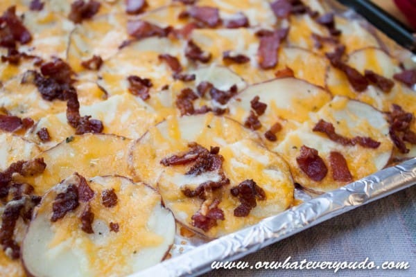 Loaded Oven Potatoes I www.orwhateveryoudo.com I #bbq #side #recipe