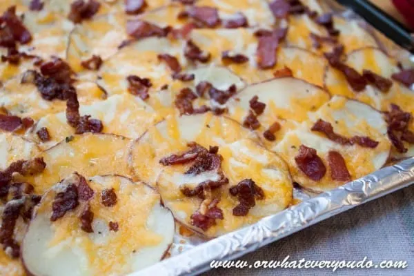 Loaded Oven Potatoes I www.orwhateveryoudo.com I #bbq #side #recipe