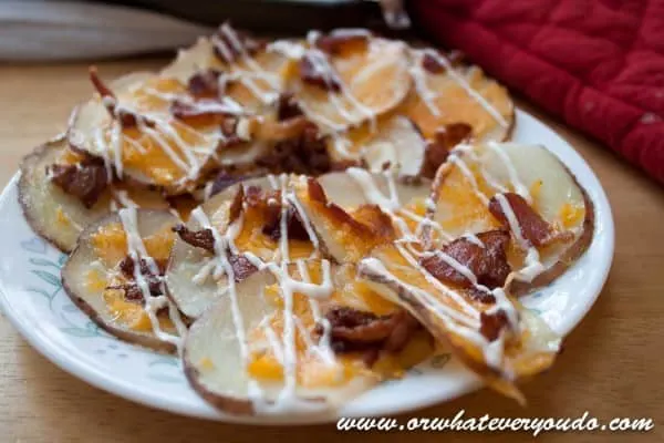 Loaded Oven Potatoes I www.orwhateveryoudo.com I #bbq #side #recipe