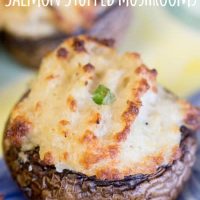 Sriracha Salmon Stuffed Mushrooms