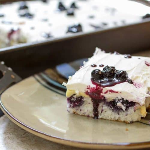 Blueberry Lemon Poke Cake - Easy poke cake recipe your family will love!