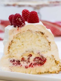 Raspberry Filled Angel Food Cake