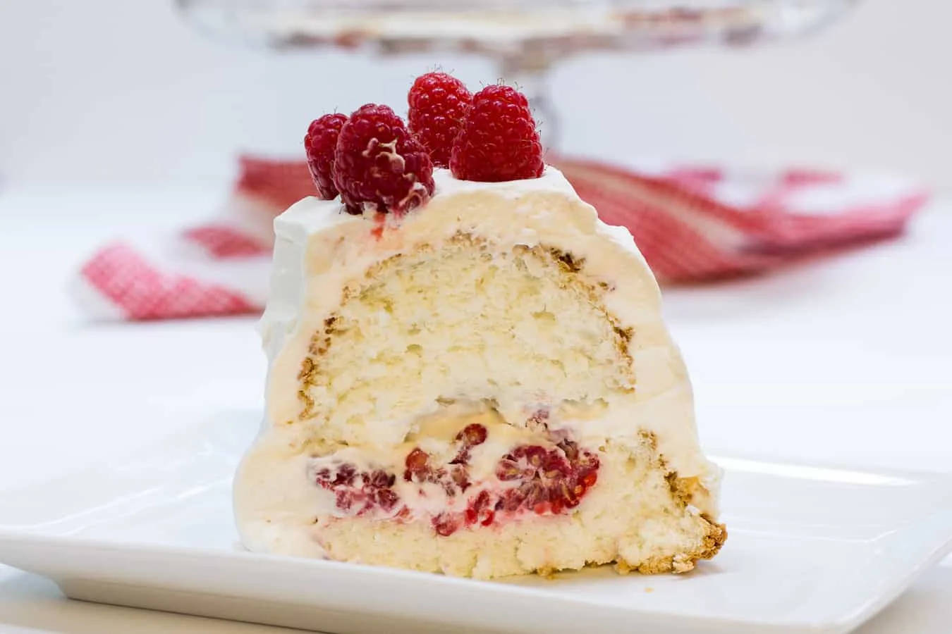 Raspberry Filled Angel Food Cake