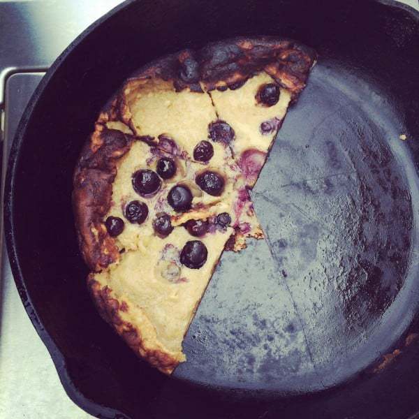 Barbecued Cast Iron Blueberry Pancake