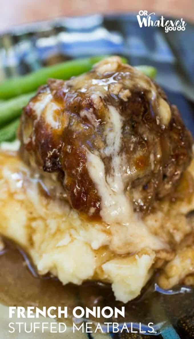 French Onion Stuffed Meatballs