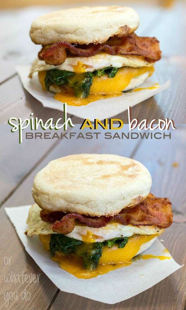 Spinach and Zaycon Bacon Breakfast Sandwich