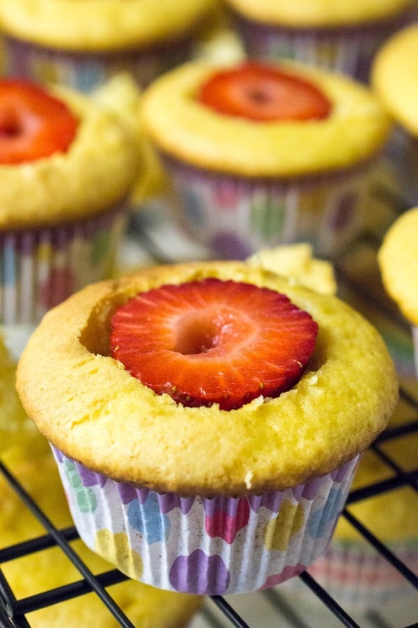 Strawberry Stuffed Cupcakes