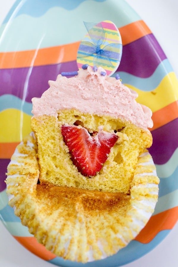 Strawberry Stuffed Cupcakes