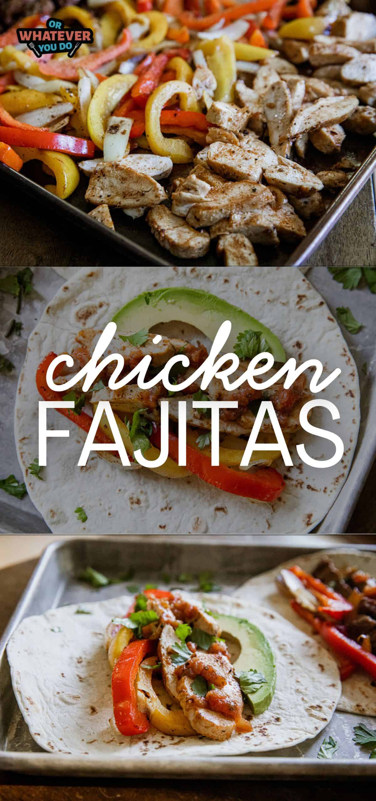 Delicious homemade chicken fajitas with colorful peppers and onions in a skillet.