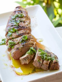 Grilled Pork Tenderloin with fresh herb sauce