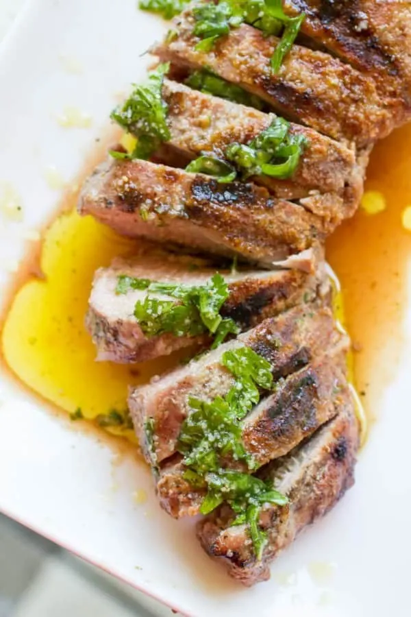 Grilled Pork Tenderloin with fresh herb sauce