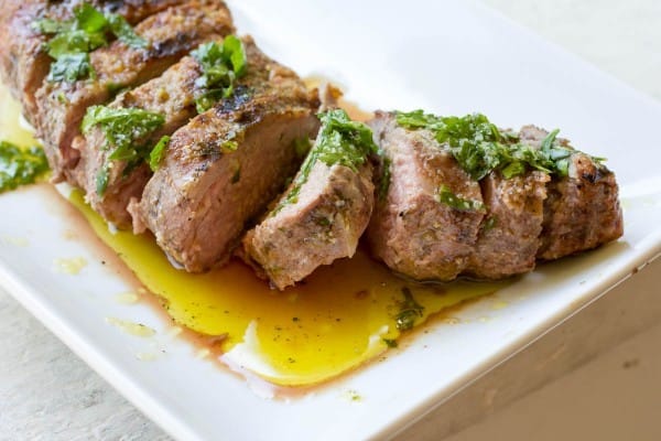 Grilled Pork Tenderloin with fresh herb sauce