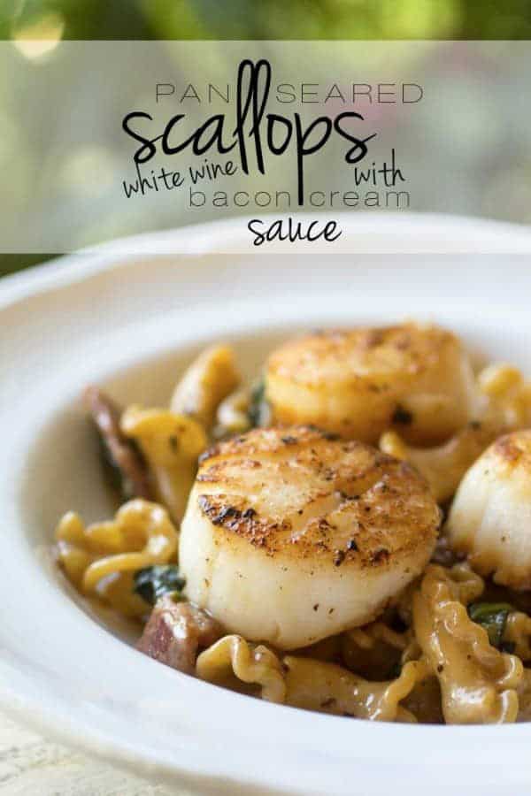 Pan Seared Sea Scallops with White Wine Bacon Cream Sauce Or Whatever