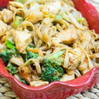 Spicy Honey Sriracha Chicken with Rice Noodles