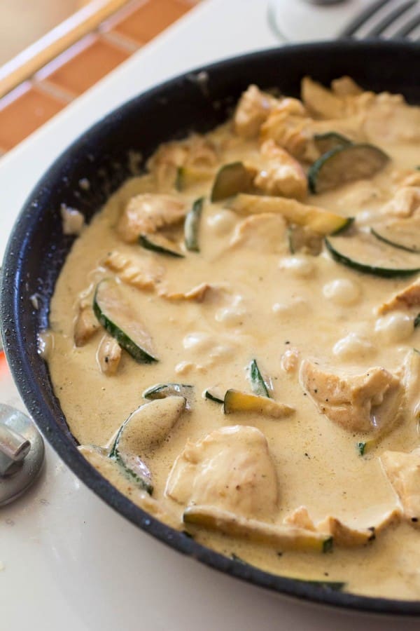 Chicken & Zucchini Pasta with Basil Cream Sauce