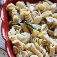 Chicken & Zucchini Pasta with Basil Cream Sauce