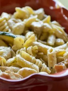 Chicken & Zucchini Pasta with Basil Cream Sauce