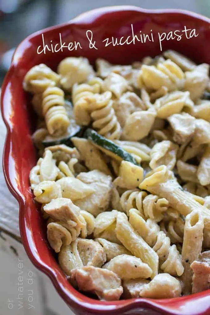 Chicken & Zucchini Pasta with Basil Cream Sauce