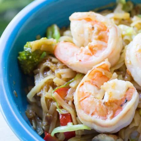 Shrimp with Vegetables and Rice Noodles