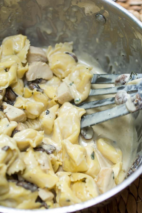 Skillet Tortellini with Mushroom Cream Sauce-5