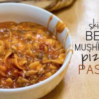 Cheese pasta filled with meat, pasta, and all your favorite pizza flavor. The kids love this easy skillet dinner!