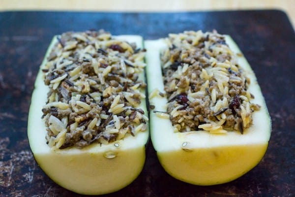 Beef & Wild Rice Stuffed Zucchini