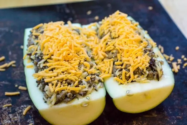 Beef & Wild Rice Stuffed Zucchini