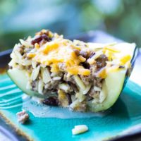 Beef & Wild Rice Stuffed Zucchini