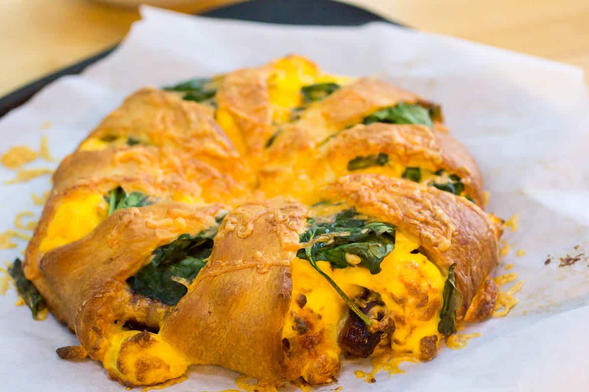 Sausage and Egg Breakfast Crescent Ring is a super easy and makes breakfast for a crowd in a snap. Reheats really well the next day too!