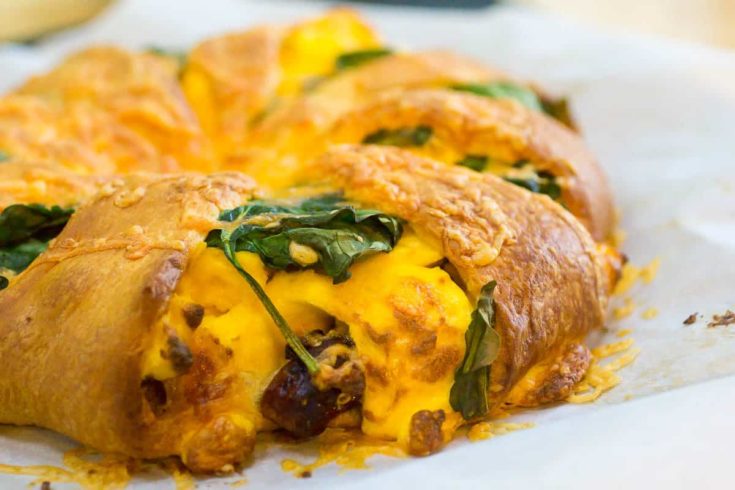 Sausage and Egg Breakfast Crescent Ring is a super easy and makes breakfast for a crowd in a snap. Reheats really well the next day too!