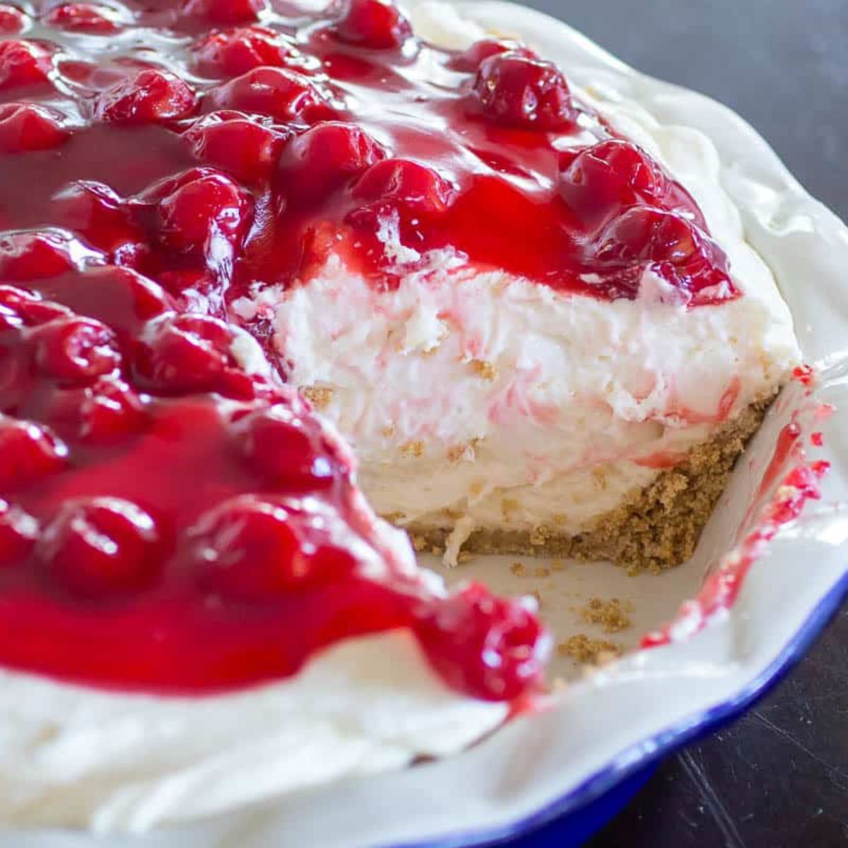 No Bake Cherry Cheesecake Fluff Pie