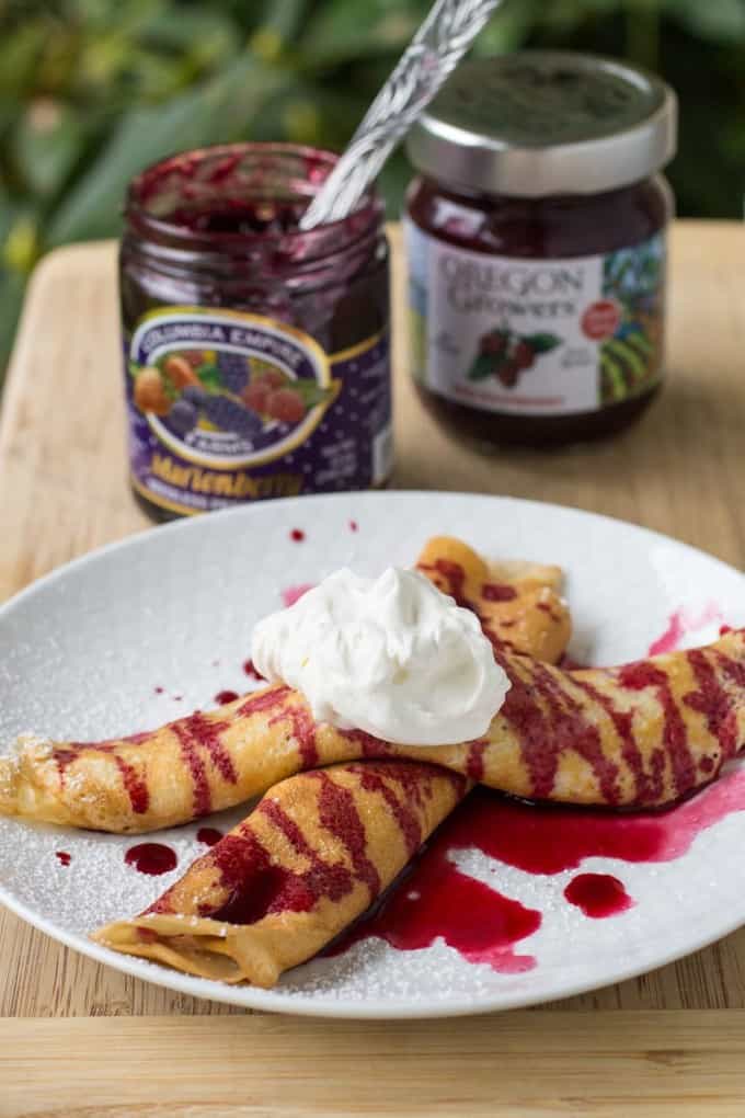 Crepes with Marionberry Cream Cheese Filling