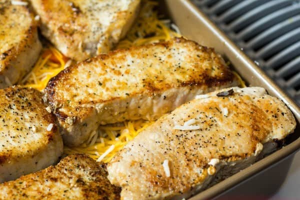 Mushroom Pork Chops with Vegetable Wild Rice Pilaf