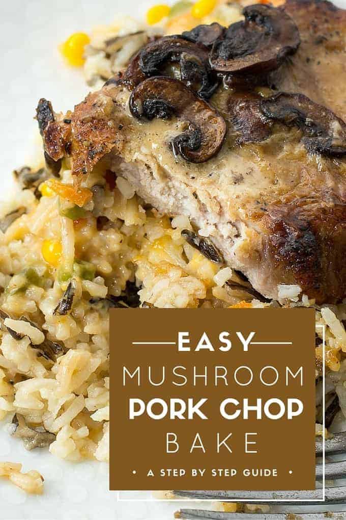mushroom pork chops with vegetable wild rice pilaf