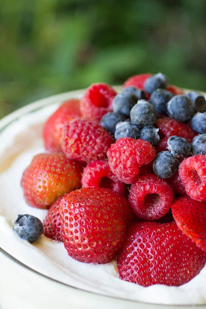 Amazing triple berry trifle with chambord and grand marnier in the whipped cream!