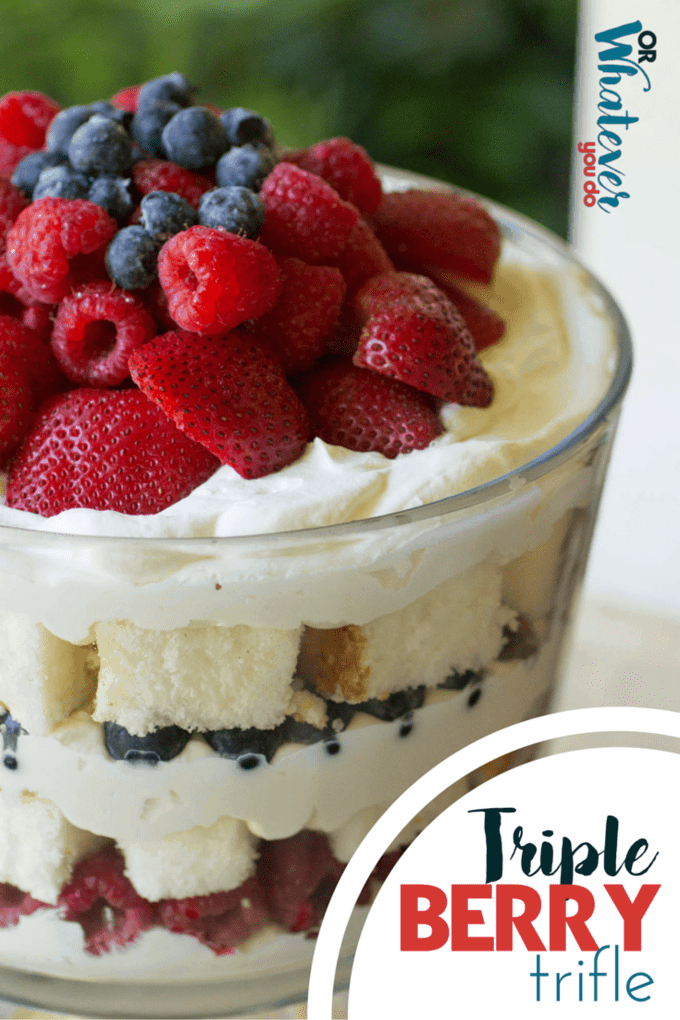 Amazing triple berry trifle with chambord and grand marnier in the whipped cream!