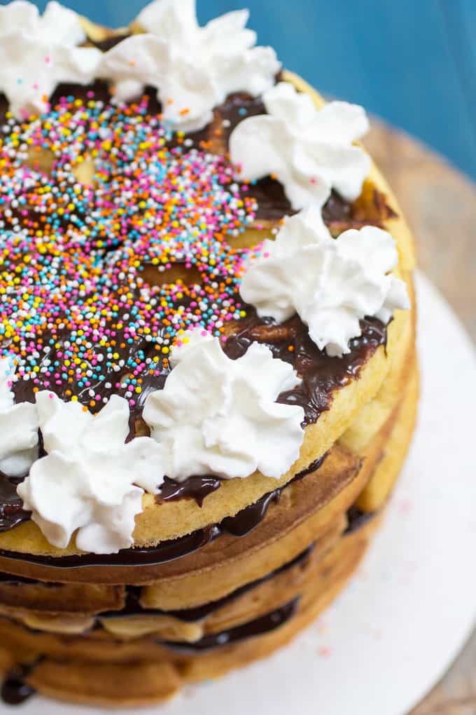 Simple Waffled Cake with Hot Fudge Frosting