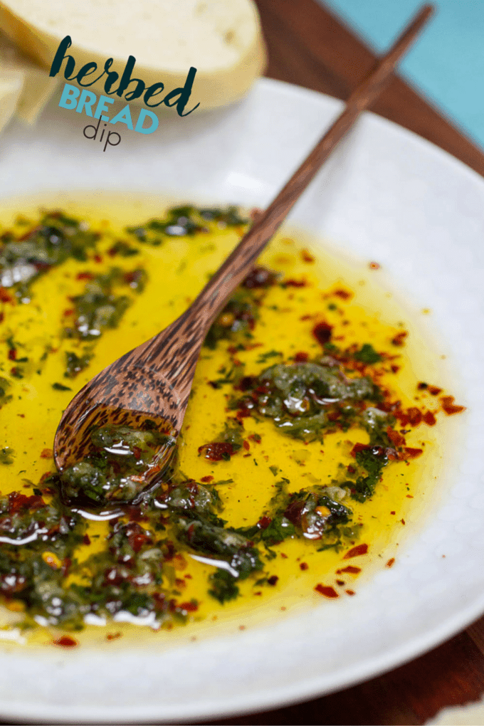 Herbed Bread Dip with olive oil, balsamic vinegar, and an awesome mix or herbs and spices.