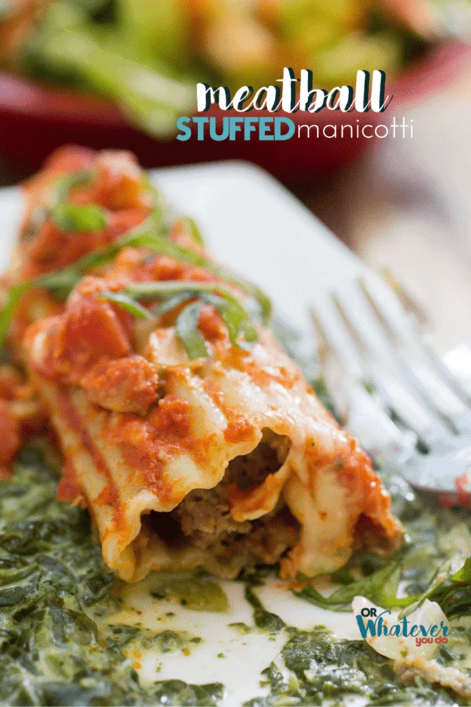 This meatball stuffed manicotti doesn't even require a pre-boil of the noodles. SO tasty.